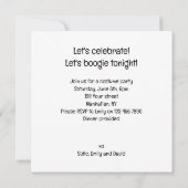 コスチュームパーティー、ディスコ・ダンス・パーティー、猫 招待状 (裏面)