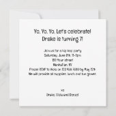 コスチュームパーティー、ヒップホップダンス、ダンスパーティー、猫 招待状 (裏面)