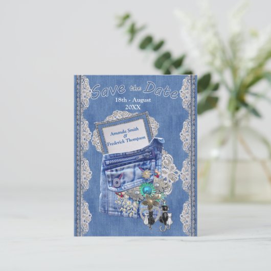 コスチューム付きデニムジュエリーとレース 案内ポストカード (スタンド正面)