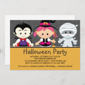 コスチューム児童ハローウィンパーティ招待状 招待状 (正面/裏面)