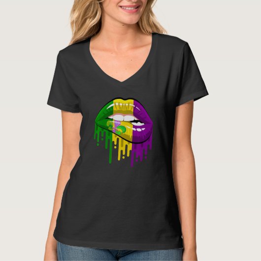 コスチューム唇の女性(紋章の)フラ・ダ・リマルディグラ Tシャツ (正面)