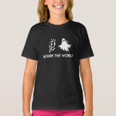 コスチューム少年ハロウィンシャツがワールドブラックを怖がる Tシャツ (正面)