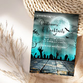 コスチューム&カクテルハロウィン不気味ツリー&こうもり 招待状