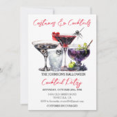 コスチューム&カクテルハローウィンパーティ水彩イン 招待状 (正面)