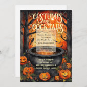 コスチューム&カクテルハローウィンパーティ水彩 招待状 (正面/裏面)