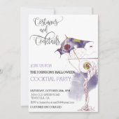 コスチューム&カクテルハローウィンパーティ水彩 招待状 (正面)
