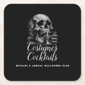 コスチューム&カクテルブラックハローウィンパーティ スクエアペーパーコースター (正面)