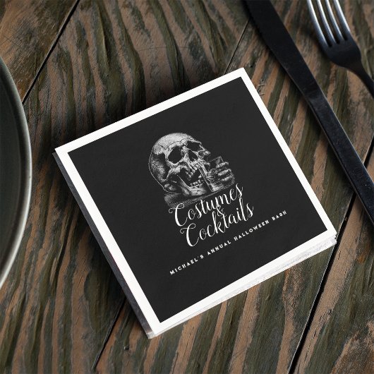 コスチューム&カクテルブラックハローウィンパーティ スタンダードカクテルナプキン