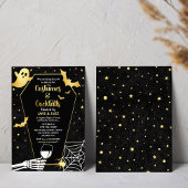 コスチューム&カクテルブラック&金ゴールドハローウィンパーティ 招待状