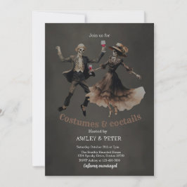 コスチューム＆カクテル ヴィンテージ スケルトン ハロウィン 招待状