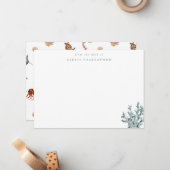 コステモダンルグリーンシーコーラルパーソナライズされた ノートカード (正面/裏面インサイチュ)