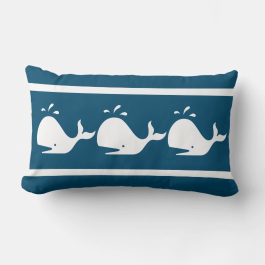コステ航海のル海軍ブルーホワイトクジラ ランバークッション (正面)