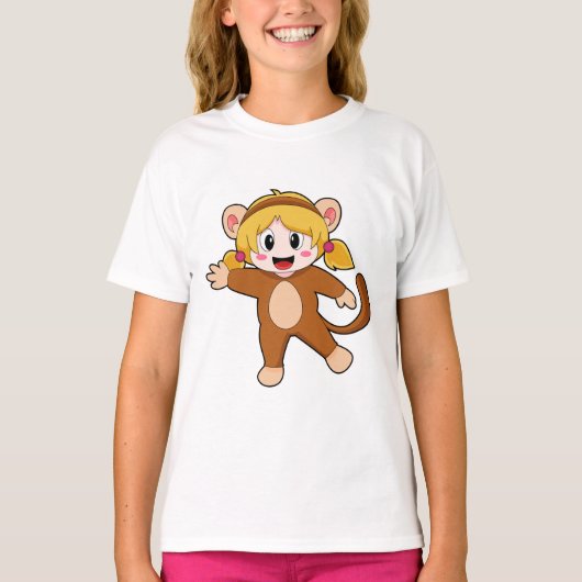 コスプレのサルに扮した女の子 Tシャツ (正面)