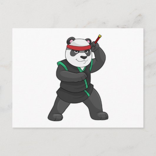 コスプレをした忍者のパンダ ポストカード (正面)