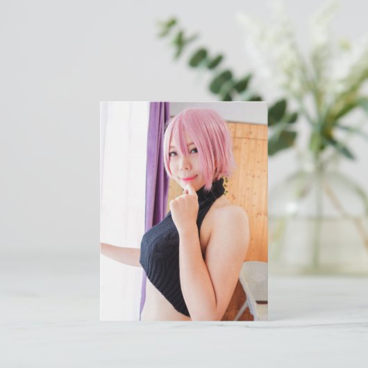 コスプレアニメアジアかわいらし美しい写真はがき ポストカード (スタンド正面)