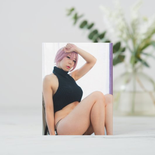 コスプレアニメアジアかわいらし美しい写真はがき ポストカード (スタンド正面)