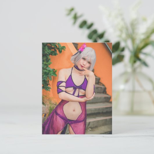コスプレアニメアジアかわいらし美しい写真 ポストカード (スタンド正面)