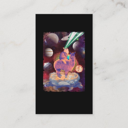 コスミックキャットライディングラマアルパカタートル宇宙 名刺 (正面)