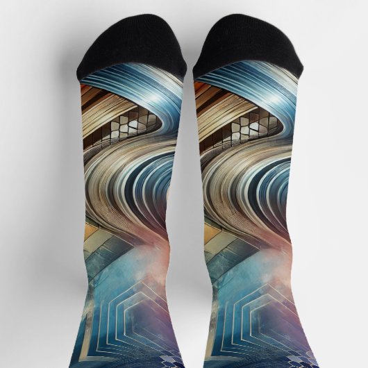 コスミックスワール抽象芸術ソックス ソックス (上部)