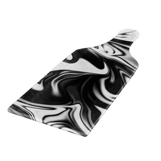 「コスミックスワール：黒と白の大理石のエレガンス カッティングボード (角)