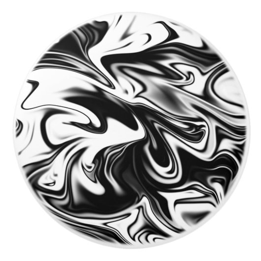 「コスミックスワール：黒と白の大理石のエレガンス セラミックノブ (正面)