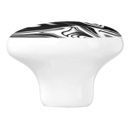 「コスミックスワール：黒と白の大理石のエレガンス セラミックノブ (側面)