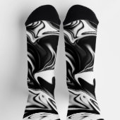 「コスミックスワール：黒と白の大理石のエレガンス ソックス (上部)