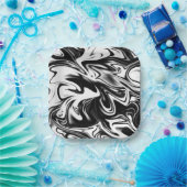 「コスミックスワール：黒と白の大理石のエレガンス ペーパープレート (パーティー)