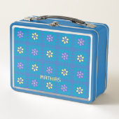 コスムよくはしゃぐ幾何カラフル花名 メタルランチボックス (正面)