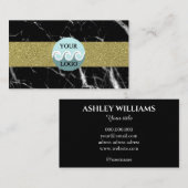 コスムロゴ黒い大理石金ゴールド名刺 名刺 (正面/裏面)