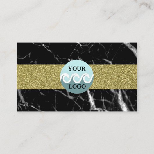 コスムロゴ黒い大理石金ゴールド名刺 名刺 (正面)