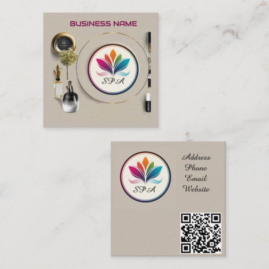 コスメエレガントティックアレンジメントディスプレイ スクエア名刺 (正面/裏面)