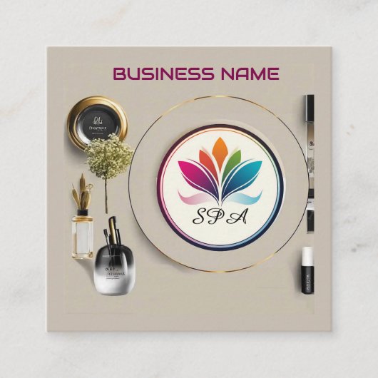 コスメエレガントティックアレンジメントディスプレイ スクエア名刺 (正面)