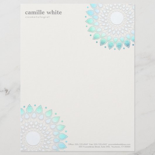 コスメエレガントトロジーサークルライトブルーオフホワイト レターヘッド (正面)