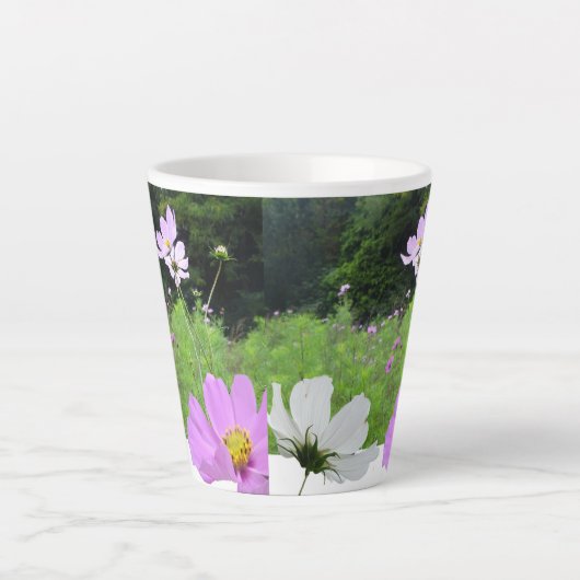 コスメサワイルドフラワーフィールドコラージュラテマグカップ カフェラテマグ (正面)