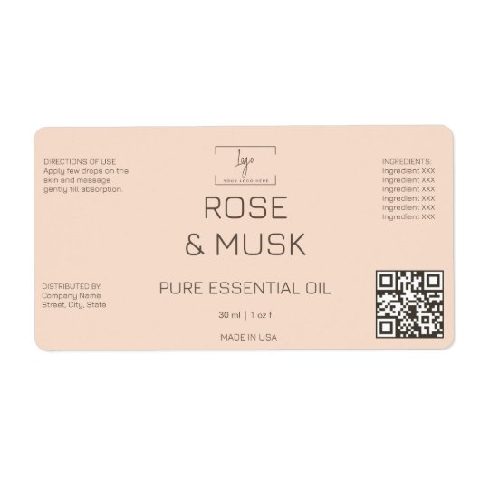 コスメティックラベルスポイトロゴボトル(Qrcode付) ラベル (正面)
