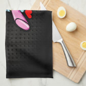 コスメティック;かわいいブラック キッチンタオル (四つ折り)