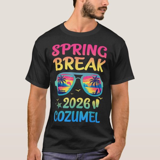 コスメル スプリング ブレイク 2026 バケーション 旅行 サングラス Tシャツ (正面)