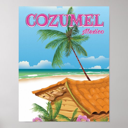 コスメル メキシコ ビンテージ 旅行ポスター 印刷 ポスター (正面)