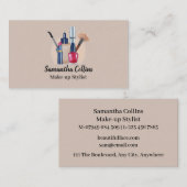 コスメ図解入りの、写真付きのティック、メイクアップスタイリスト 名刺 (正面/裏面)