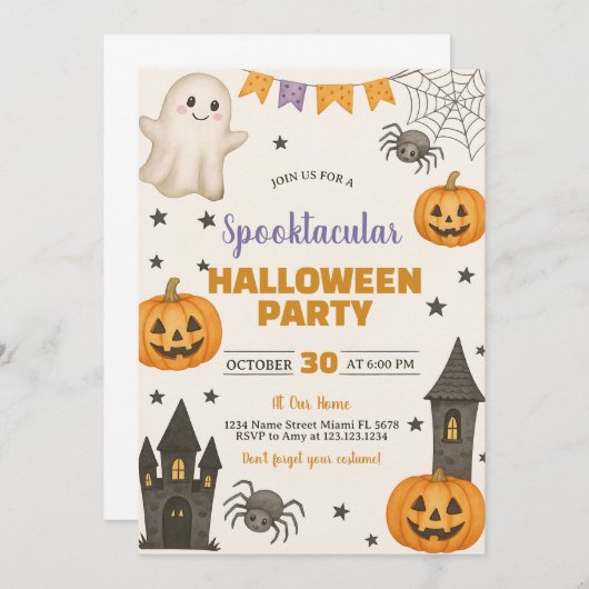 コスメ幽霊のよく出るトリックオアトリート招待状 招待状 (正面/裏面)