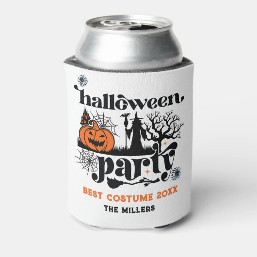 コスメ最高のットレトロハローウィンパーティ招待状 缶クーラー (缶裏面)