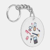 コスメ/メイクアップ漫画イラストレーション キーホルダー (正面左)