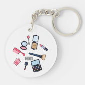 コスメ/メイクアップ漫画イラストレーション キーホルダー (裏面)