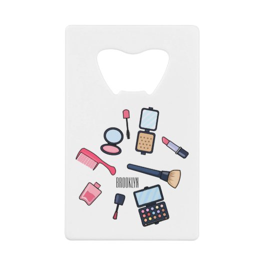 コスメ/メイクアップ漫画イラストレーション クレジットカード栓抜き (正面)