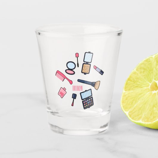 コスメ/メイクアップ漫画イラストレーション ショットグラス (正面)