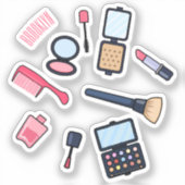 コスメ/メイクアップ漫画イラストレーション シール (正面)