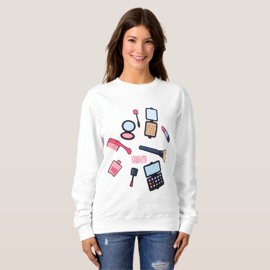 コスメ/メイクアップ漫画イラストレーション スウェットシャツ (正面フル)