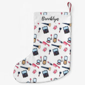 コスメ/メイクアップ漫画イラストレーション スモールクリスマスストッキング (裏面)