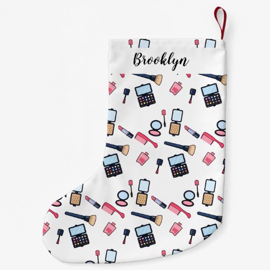 コスメ/メイクアップ漫画イラストレーション スモールクリスマスストッキング (裏面)